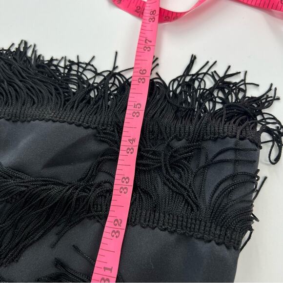 Vintage JS collection fringe dress black sz 8 flapper - Picture 4 of 6